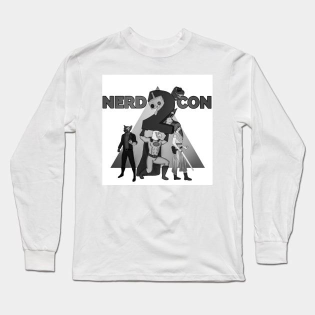 Nerd Con 2 b&w Long Sleeve T-Shirt by AndrewValdezVisuals